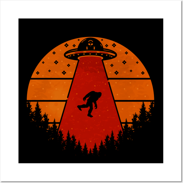 Bigfoot Ufo Abduction Wall Art by Tesszero